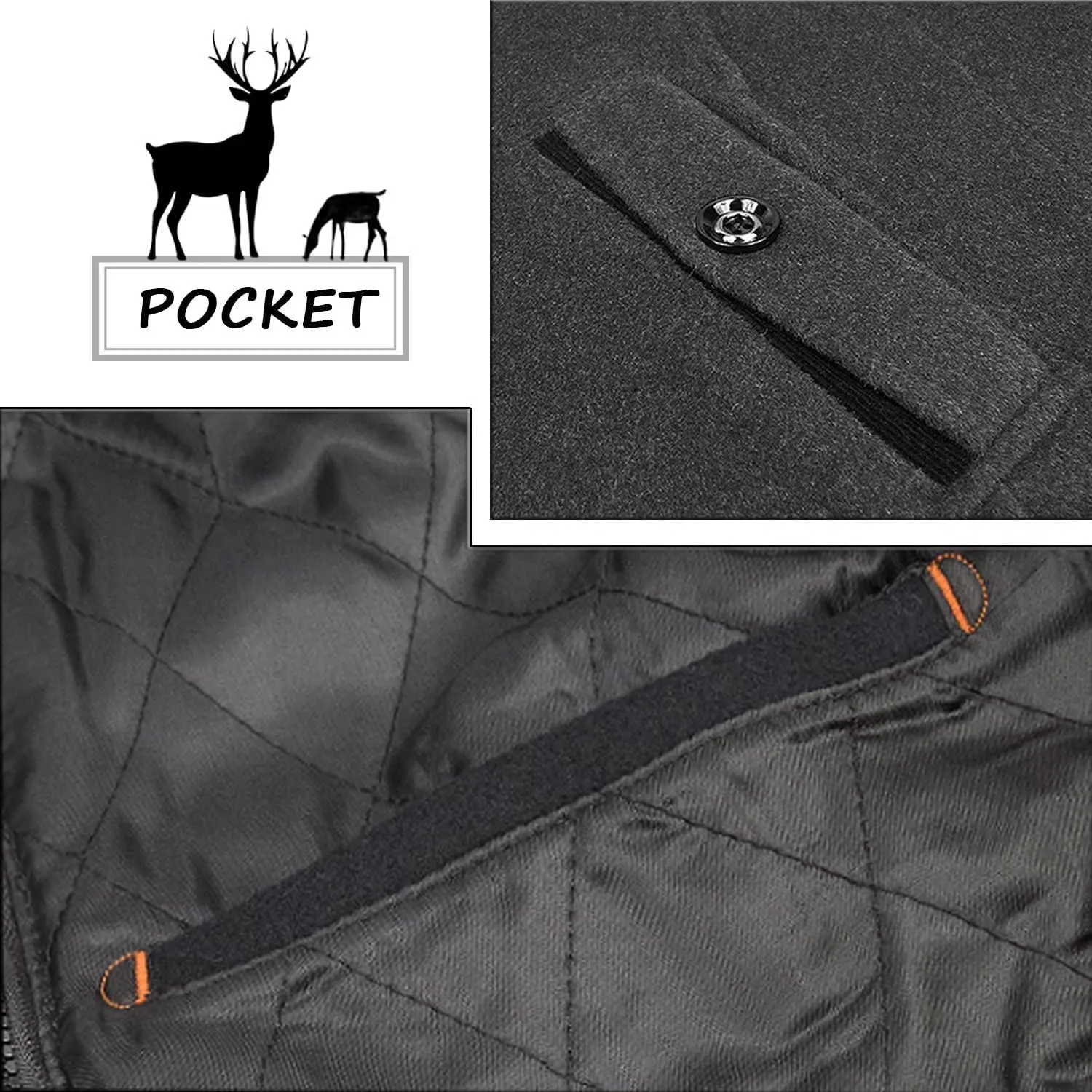 ELETOP Men's Trench Coat Long Wool Coat Winter Classic Overcoat Top Pea Coat