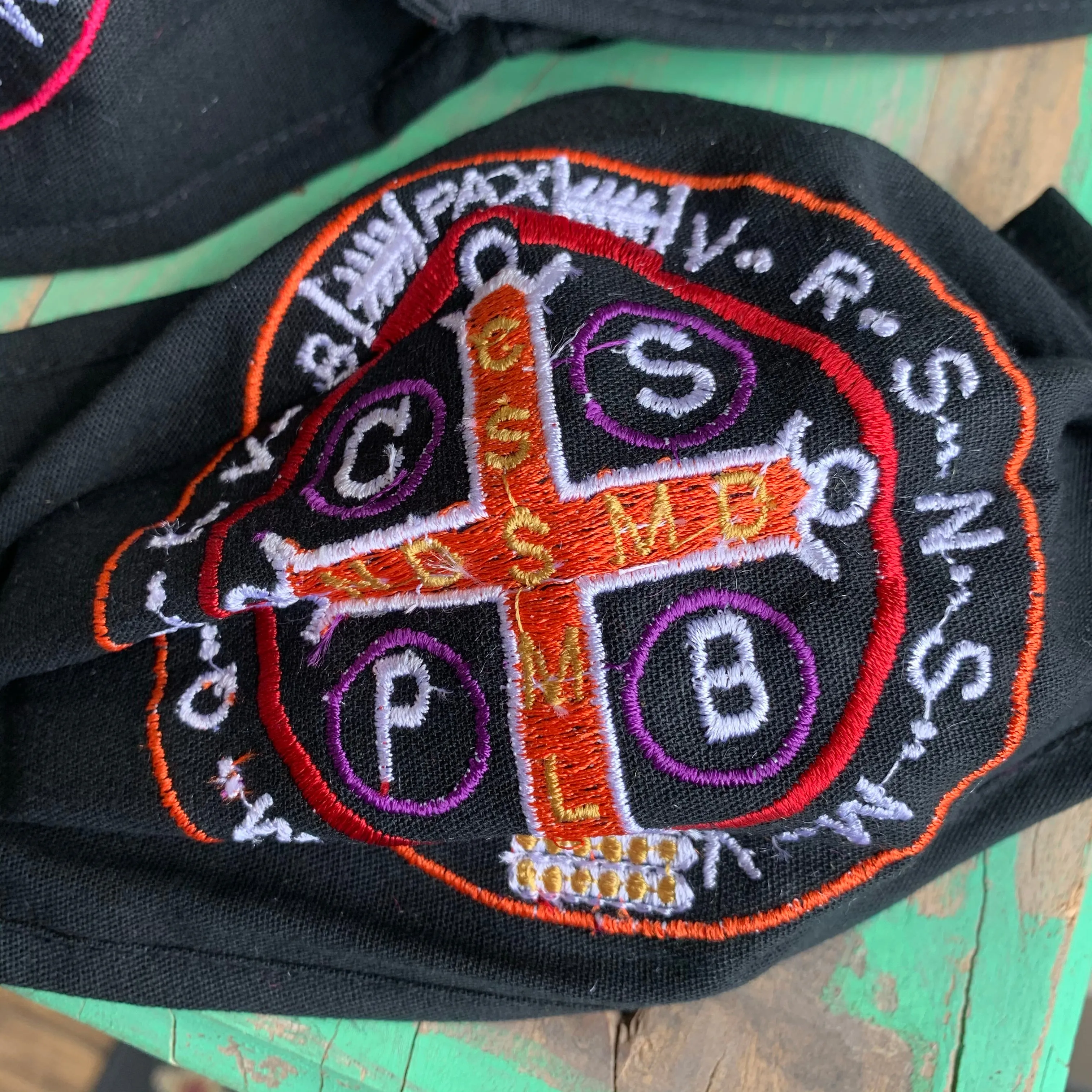 Embroidered St Benedict Mask