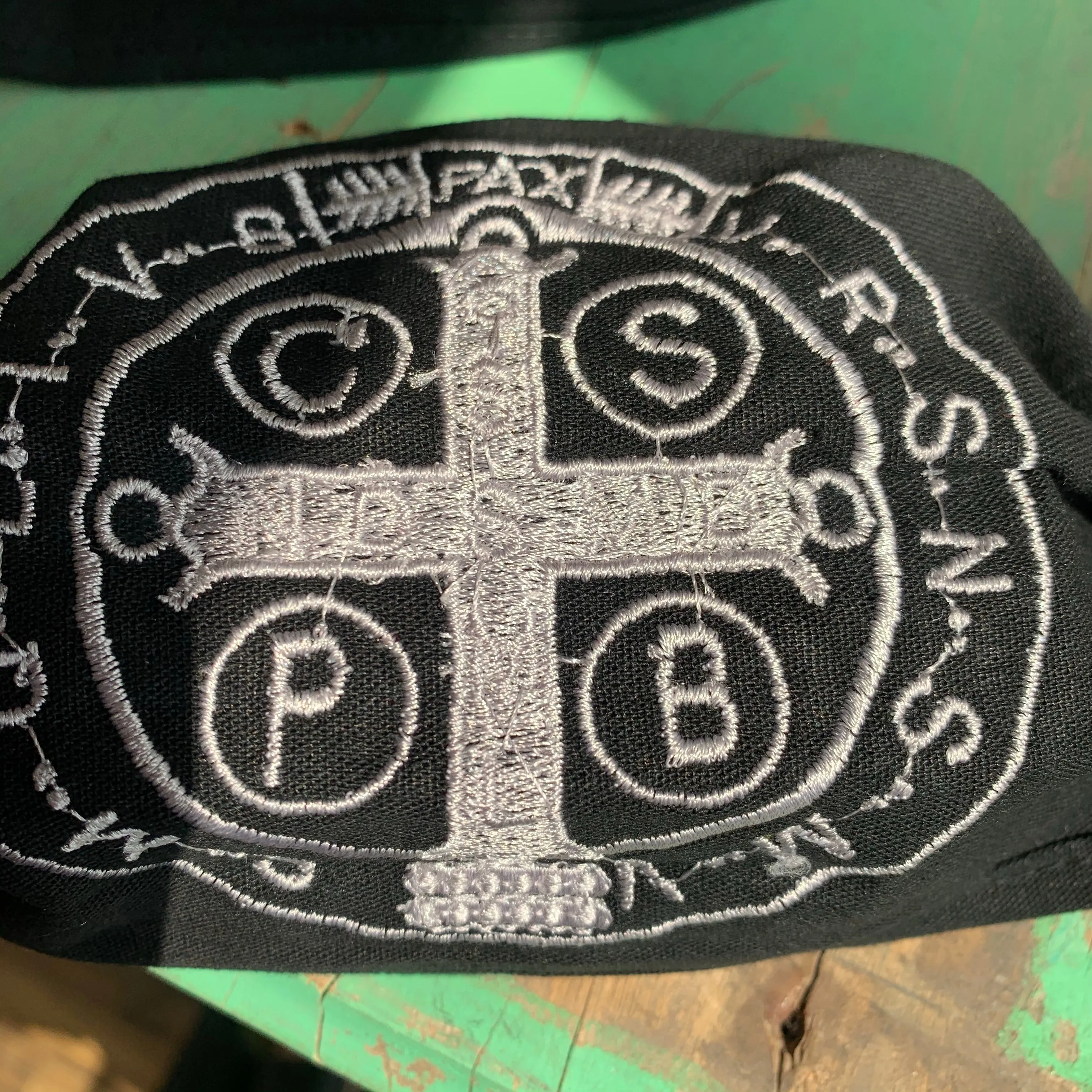 Embroidered St Benedict Mask