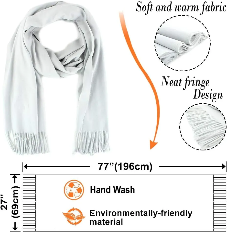 Extra Large 78 Inch X 26 Inch Soft Cashmere Wool Pashmina Shawl Wrap Scarf, Warm And Cozy For Women And Men