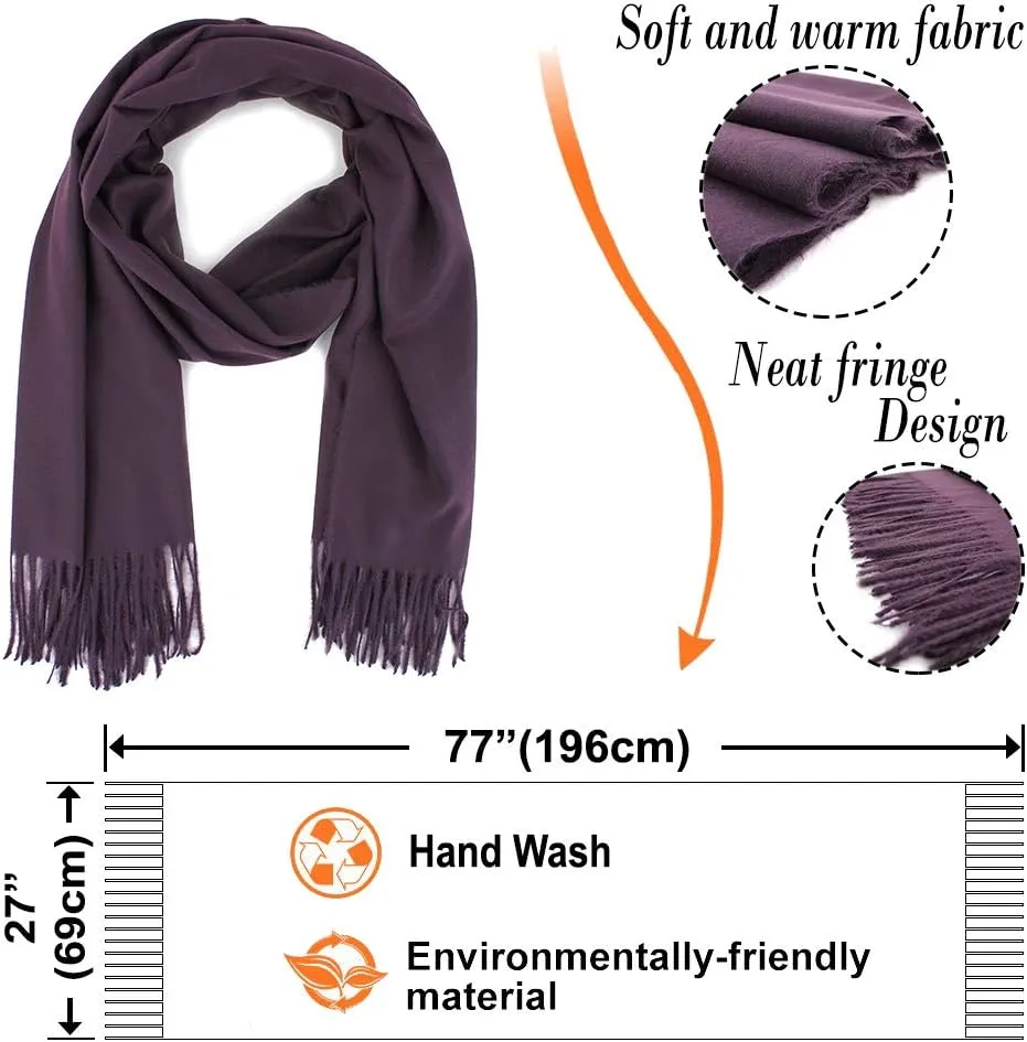 Extra Large 78 Inch X 26 Inch Soft Cashmere Wool Pashmina Shawl Wrap Scarf, Warm And Cozy For Women And Men