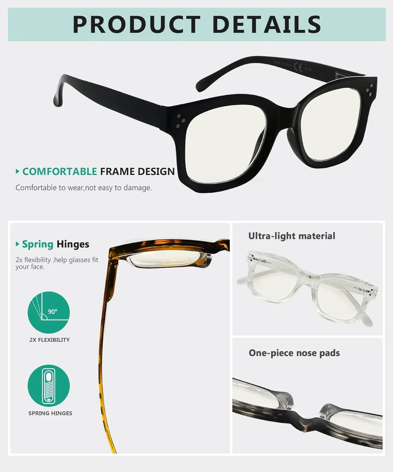 Eyekepper 4-pack Progressive Readers Women - Multifocus Reading Glasses Blue Light Blocking  1.75
