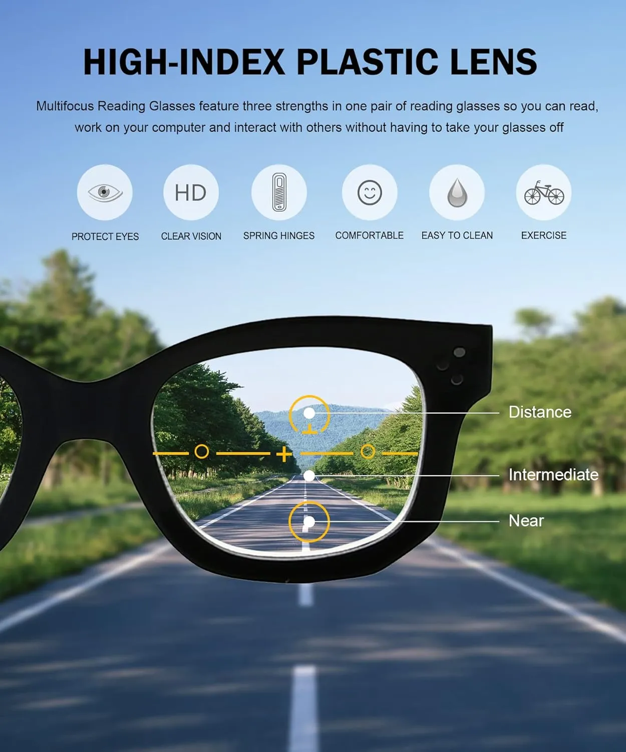 Eyekepper 4-pack Progressive Readers Women - Multifocus Reading Glasses Blue Light Blocking  1.75