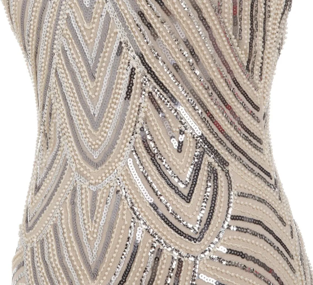 FAIRY COUPLE 1920s Sequined Embellished Tassels Hem Flapper Dress D20S002
