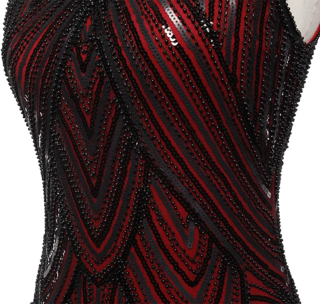 FAIRY COUPLE 1920s Sequined Embellished Tassels Hem Flapper Dress D20S002