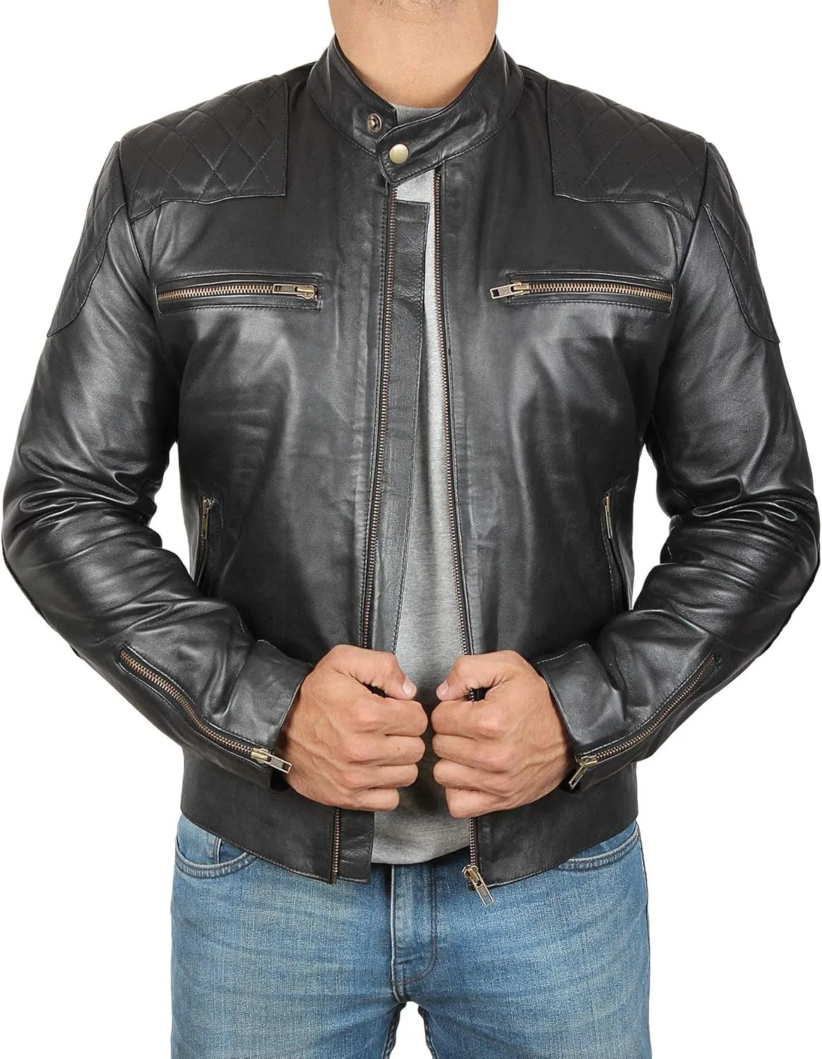 fjackets Cafe Racer Real Leather Jackets for Men - Timeless Style & Unmatched Craftsmanship