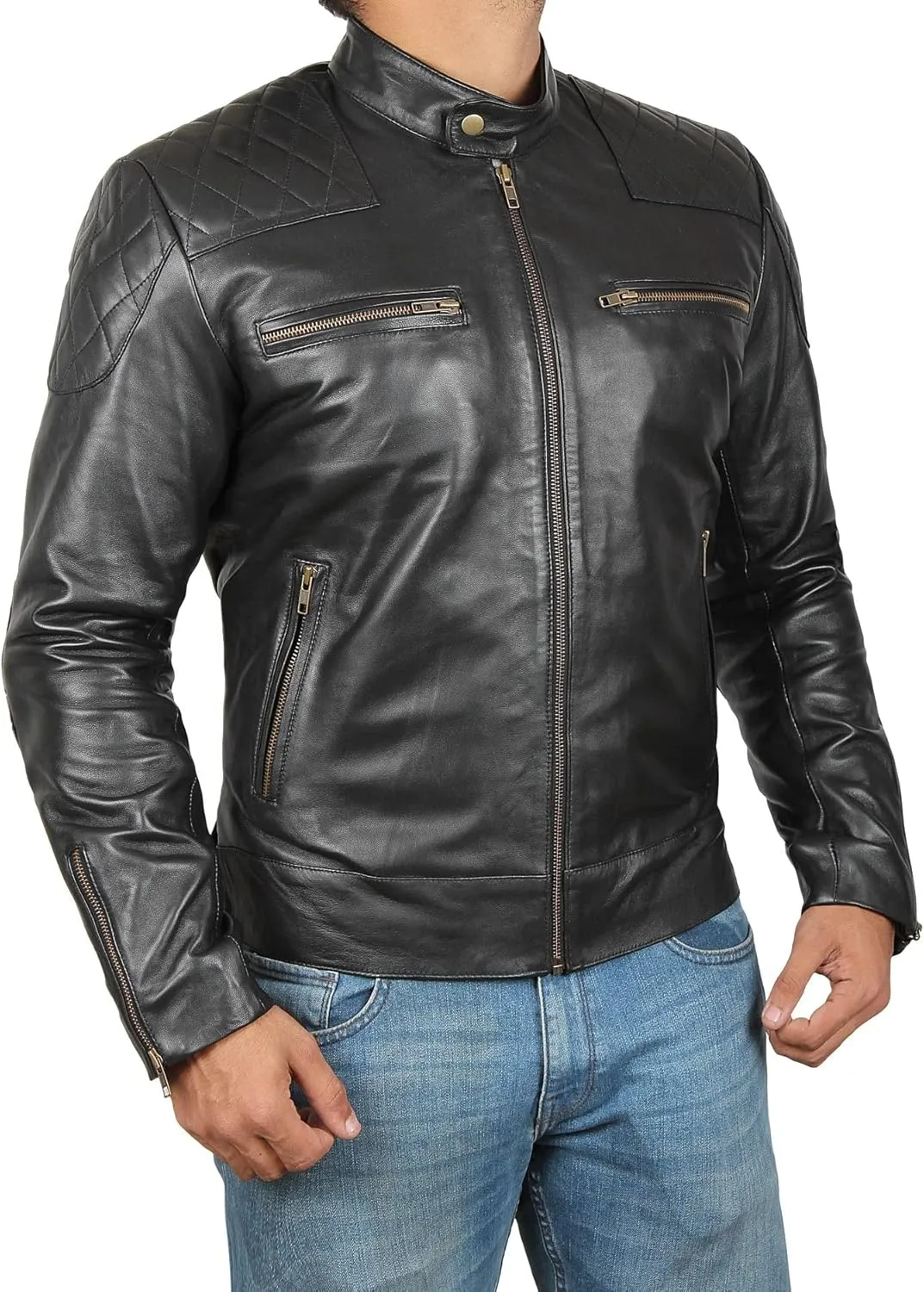 fjackets Cafe Racer Real Leather Jackets for Men - Timeless Style & Unmatched Craftsmanship