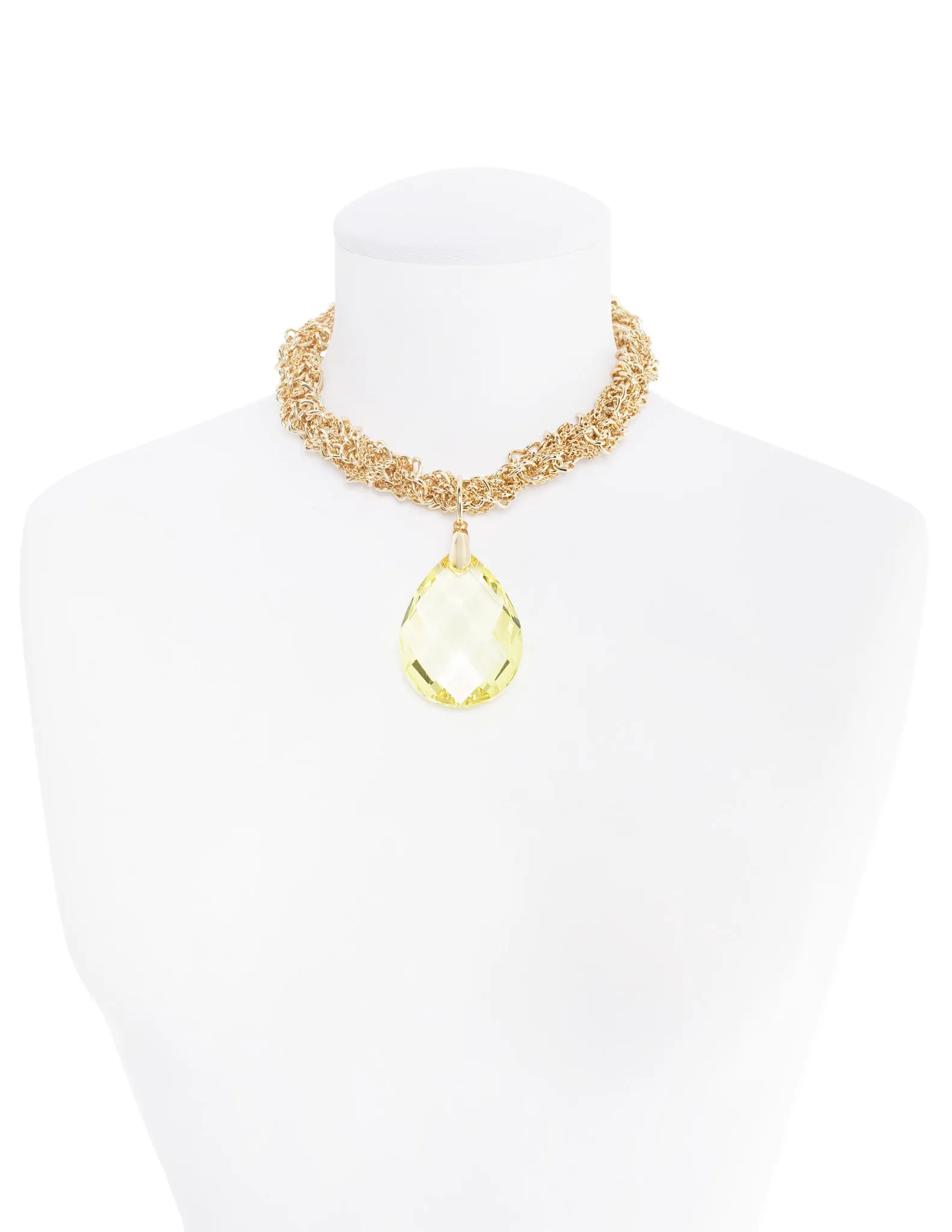 GLAMOUR TWIST STATEMENT NECKLACE (YELLOW)