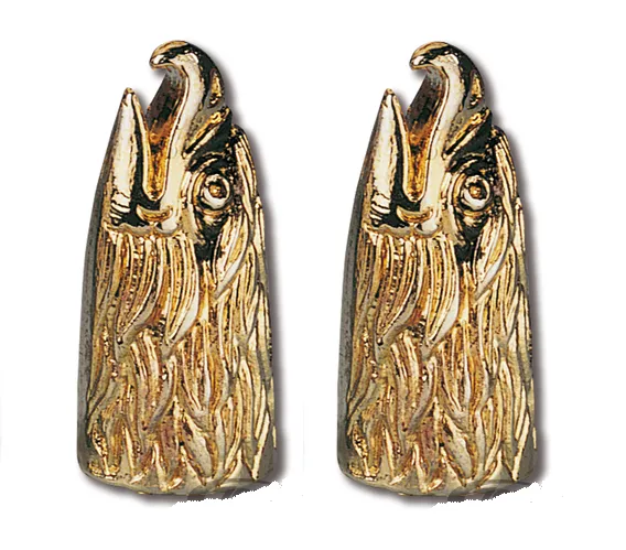 Gold Eagle Head Tyre Valve Dust Cap Covers (Pair) Motorcycle/Car/Trike, Aluminium - Zodiac 282006_PAIR