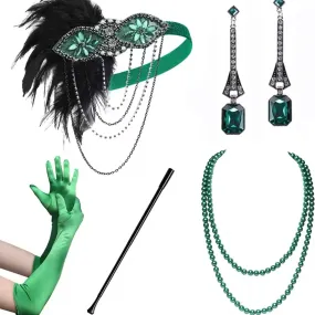 Great Gatsby 1920's Flapper Feather Costume Accessories 5pcs Set - Style 10