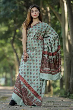 GREEN COLOUR KANI SHAWL WORK DEFINES ROYAL AND LUXURIOUS EXTREMELY COMFORTABLE FOR ALL EVENTS