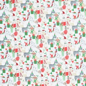 Happy Howlidays - Holiday Dogs With Presents White Yardage