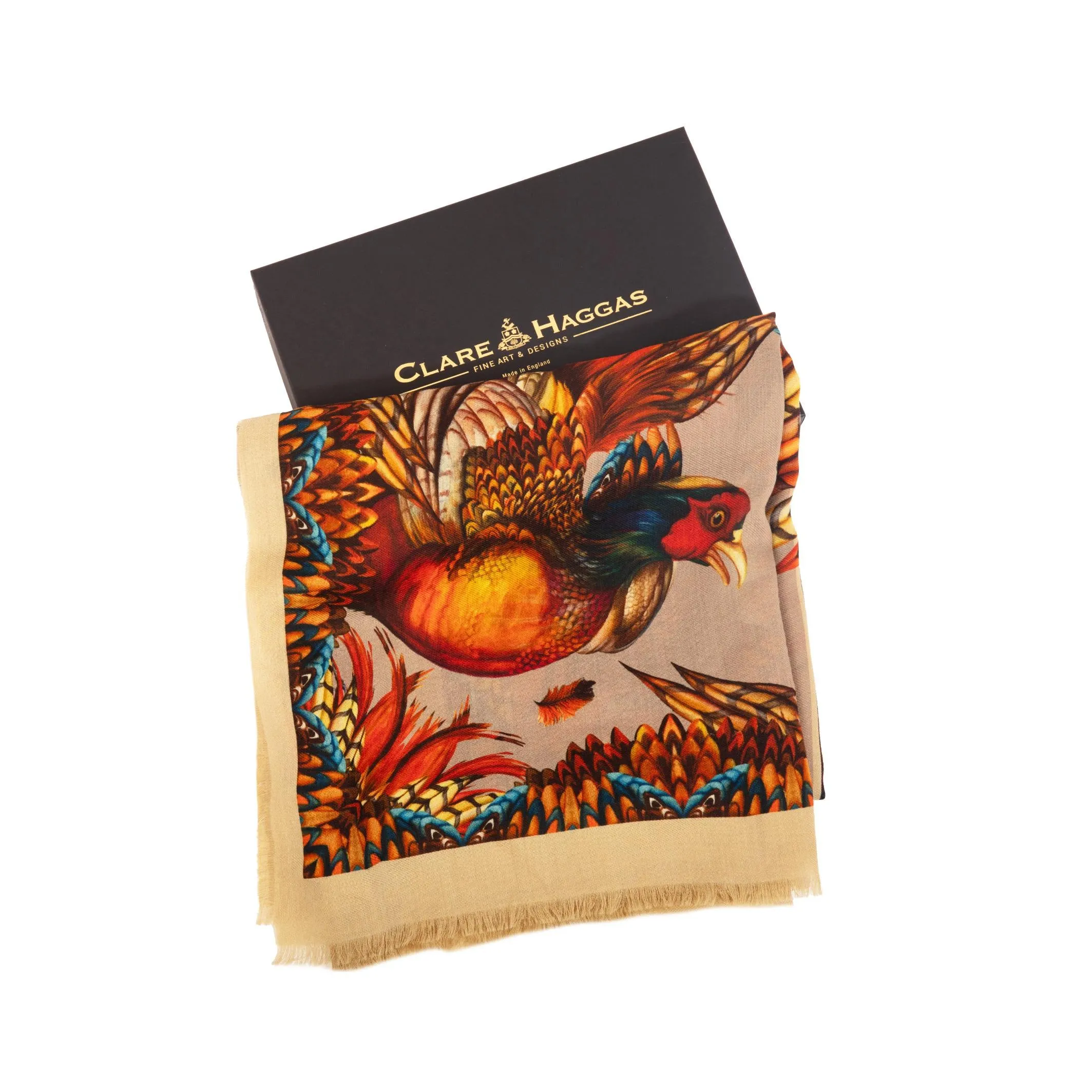 Heads or Tails Toffee Gold Wool Silk Shawl Scarf