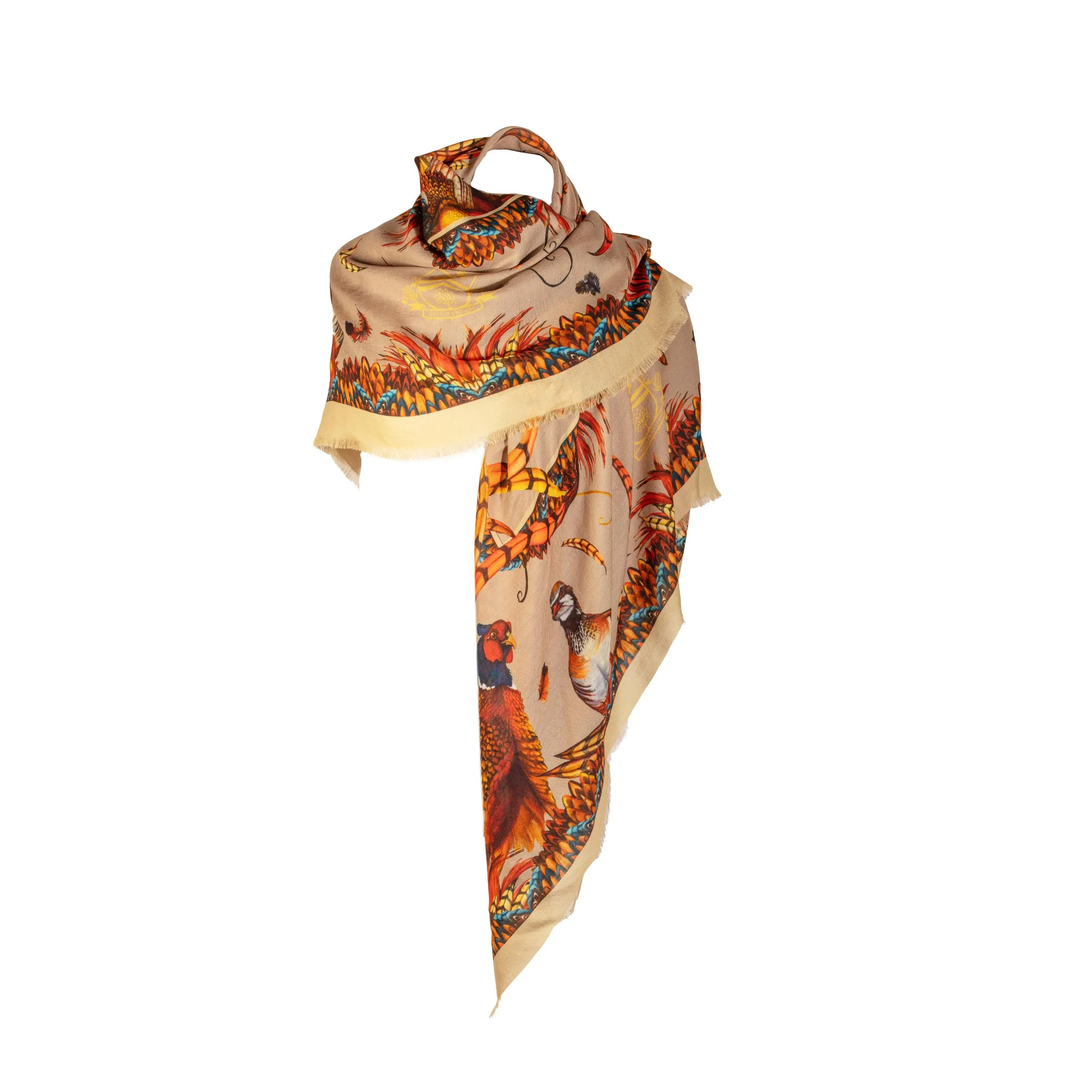 Heads or Tails Toffee Gold Wool Silk Shawl Scarf