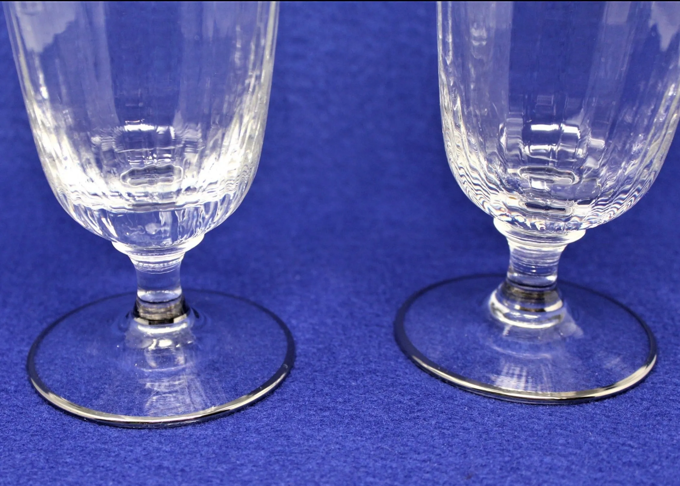 Iced Tea / Goblets, Ribbed Bowl Silver Rim, MCM Stemware, Set of 2, Vintage