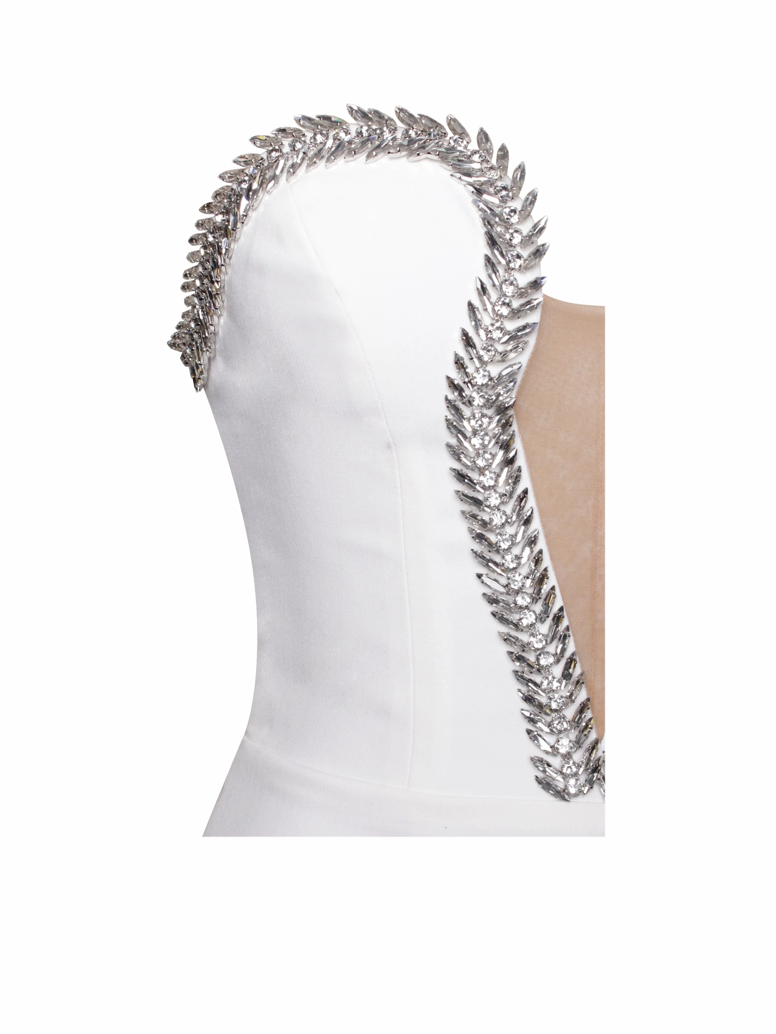 Ivanna White Crystal Charming Embellished Maxi Dress