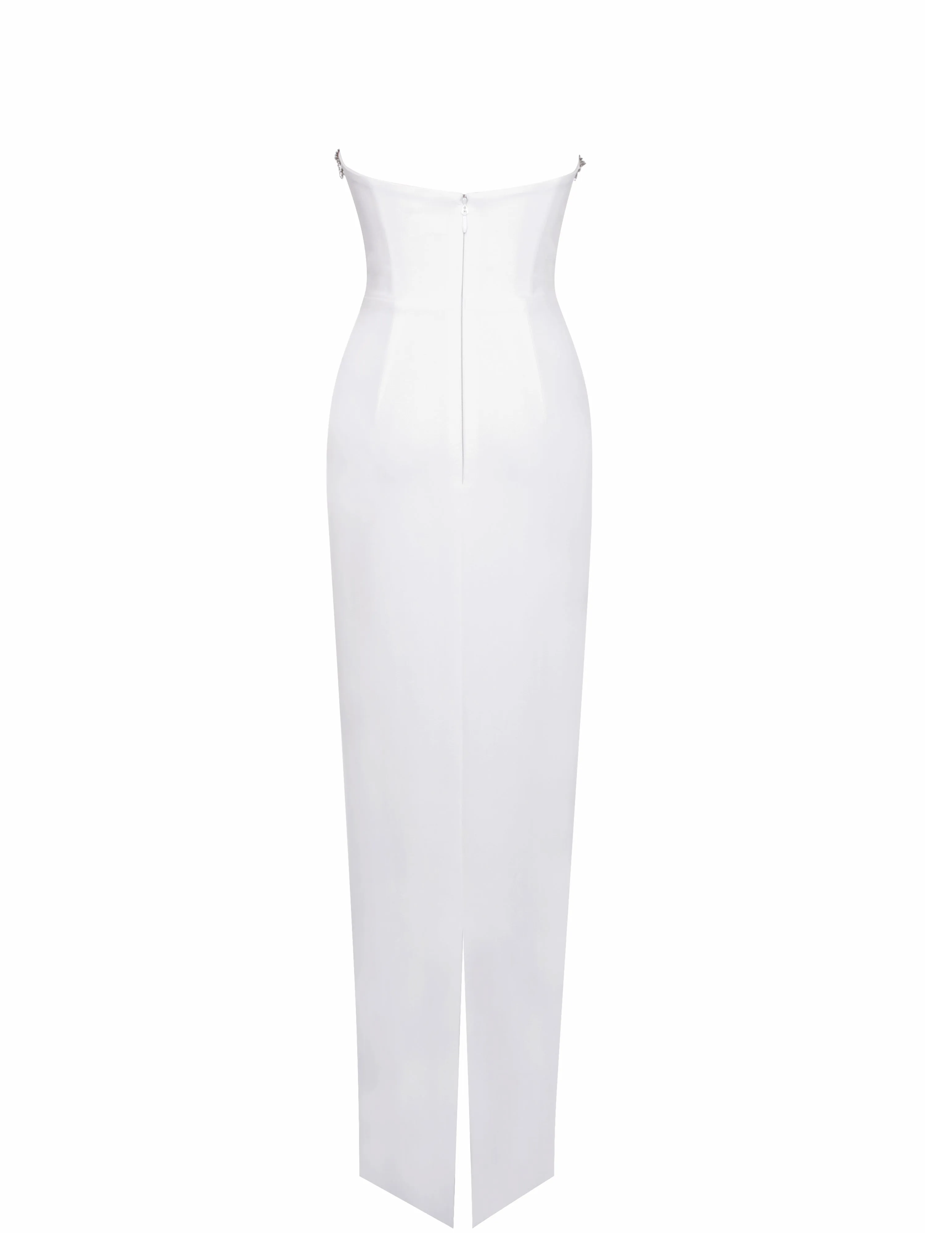 Ivanna White Crystal Charming Embellished Maxi Dress