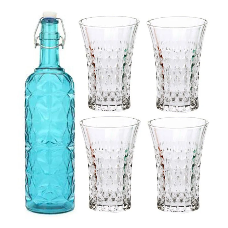 Ivor 1000 ML Water Bottle With 250 ML Glass - Five Piece Set