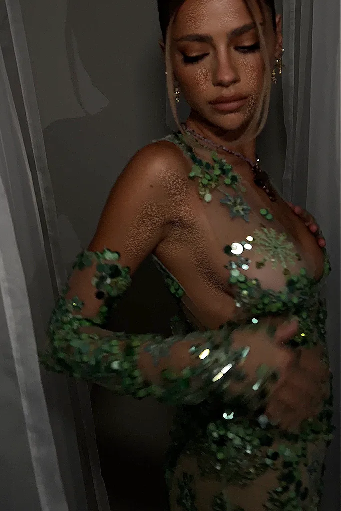 IVY MINI DRESS - EMBELLISHED GREEN