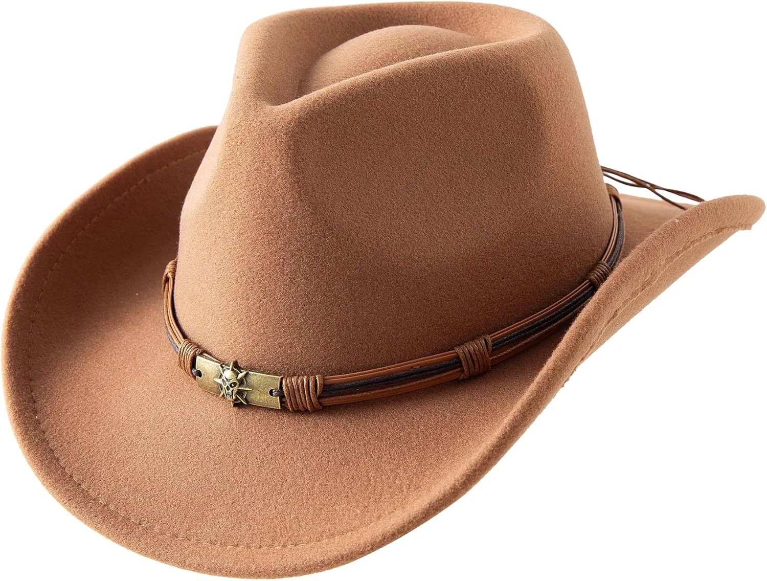 JOYEBUY Cowboy Hats for Kids Vintage Wide Brim Felt Cowboy Hat Girls Cowgirl Hat with Belt Buckle
