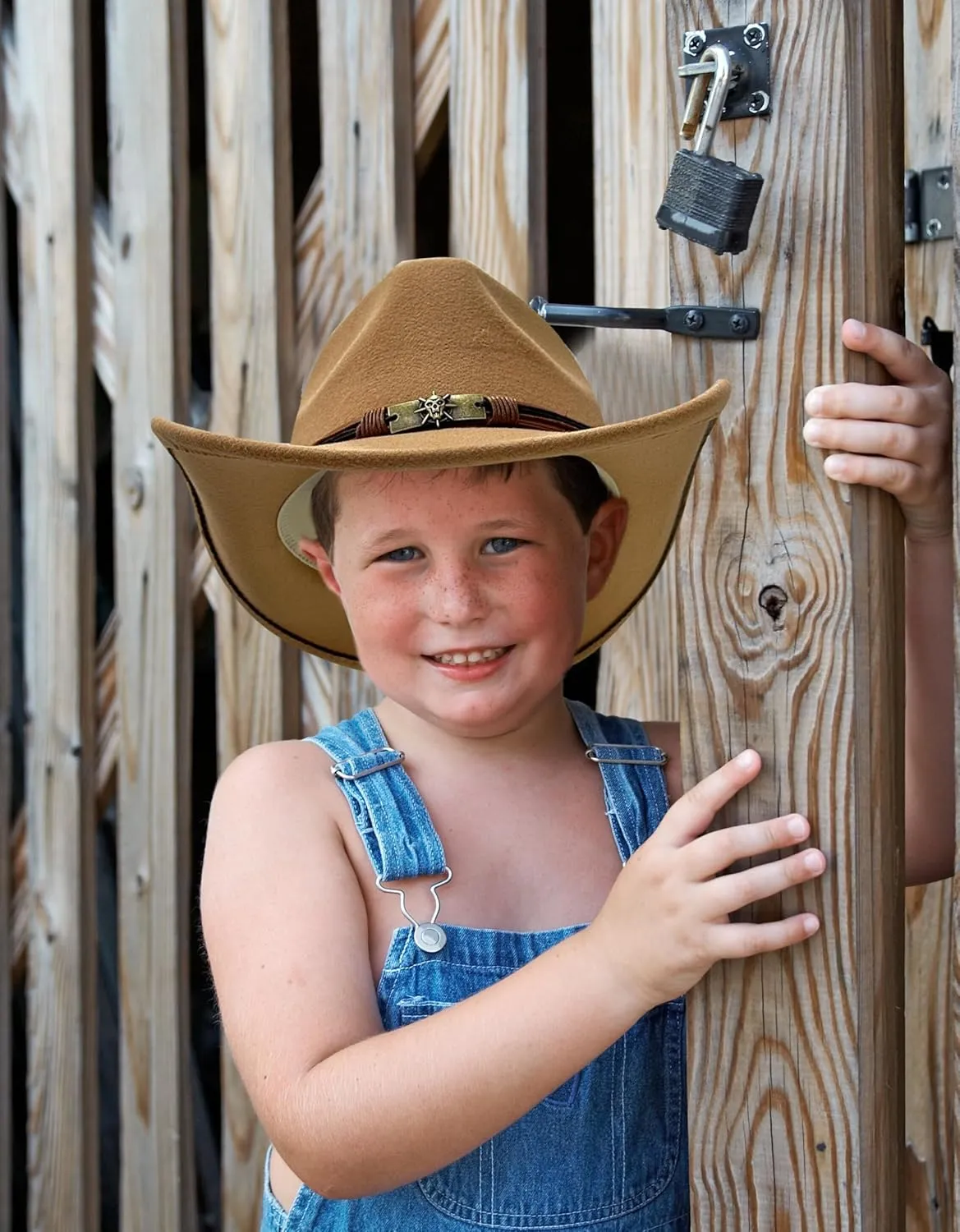 JOYEBUY Cowboy Hats for Kids Vintage Wide Brim Felt Cowboy Hat Girls Cowgirl Hat with Belt Buckle