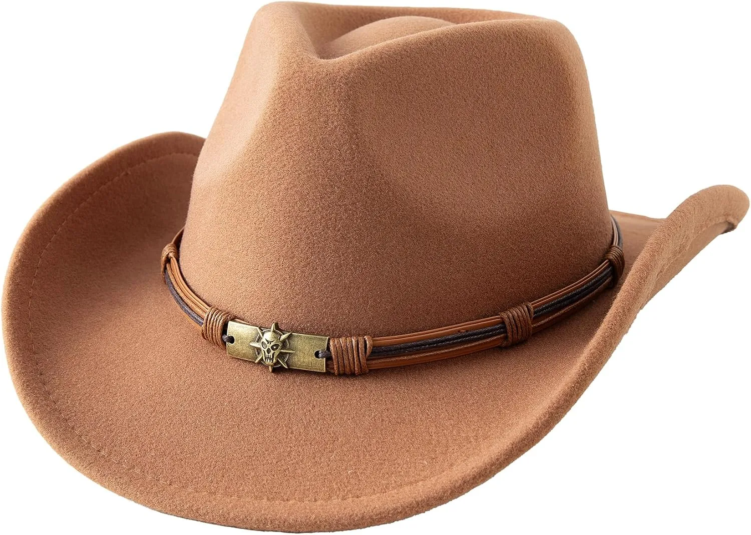 JOYEBUY Cowboy Hats for Kids Vintage Wide Brim Felt Cowboy Hat Girls Cowgirl Hat with Belt Buckle
