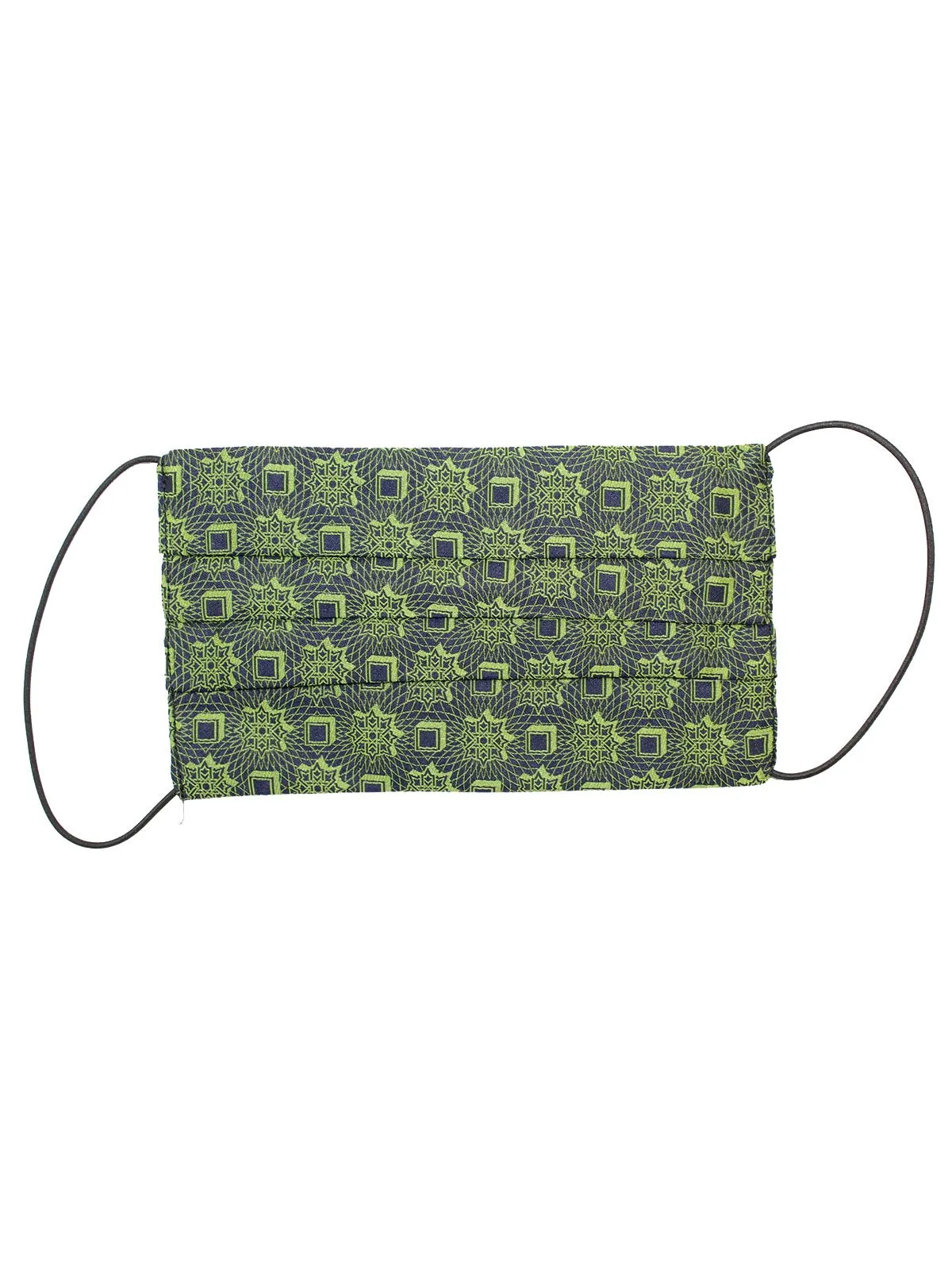 Le Noeud Papillon Silk Face Mask Lime Navy Medallion FINAL SALE