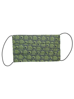 Le Noeud Papillon Silk Face Mask Lime Navy Medallion FINAL SALE