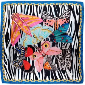 Living Jewels Blue Border Silk Scarf | Ashley Longshore x Dee Ocleppo