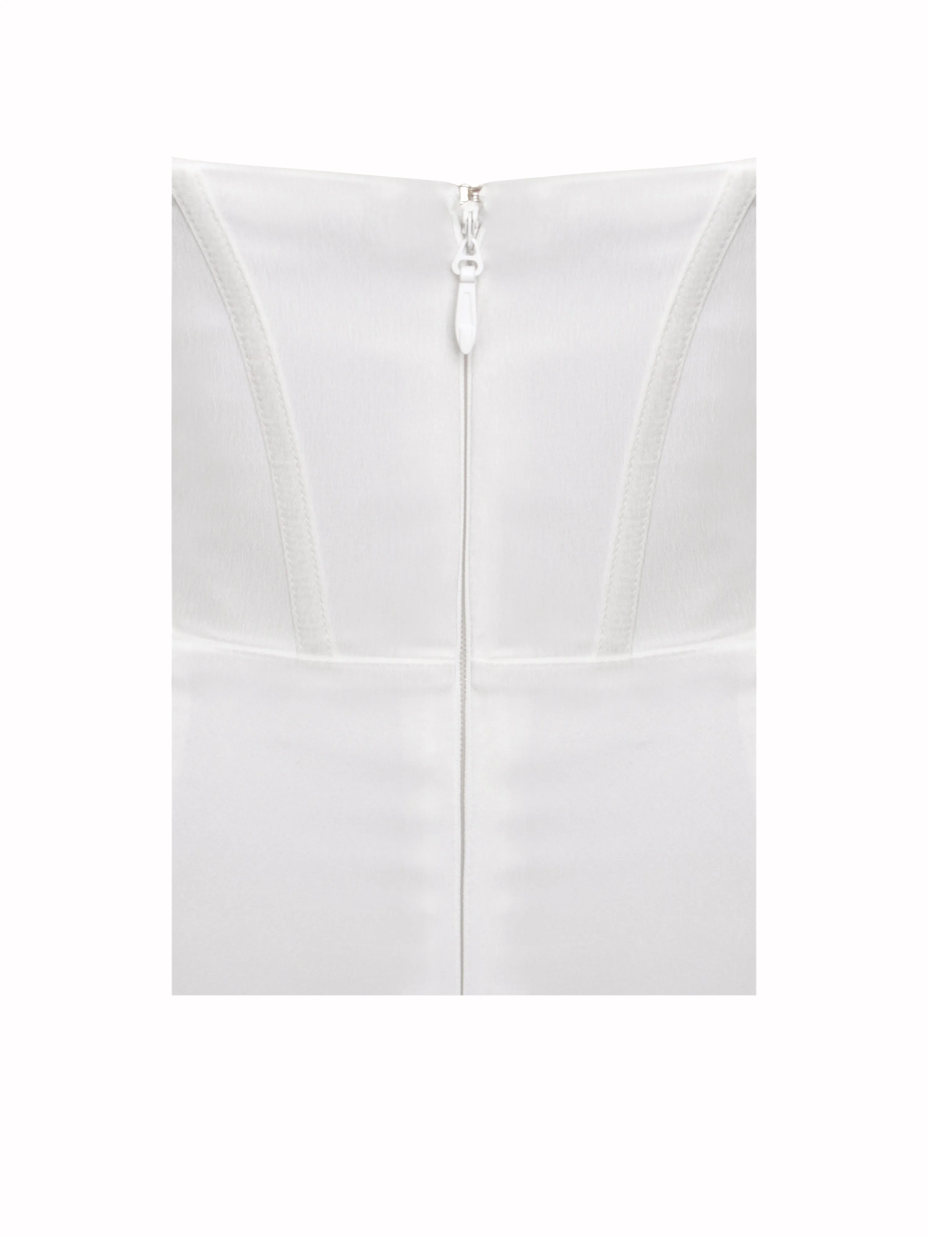 Lora White Crystal Embellished Graceful Mesh Satin Corset Gown