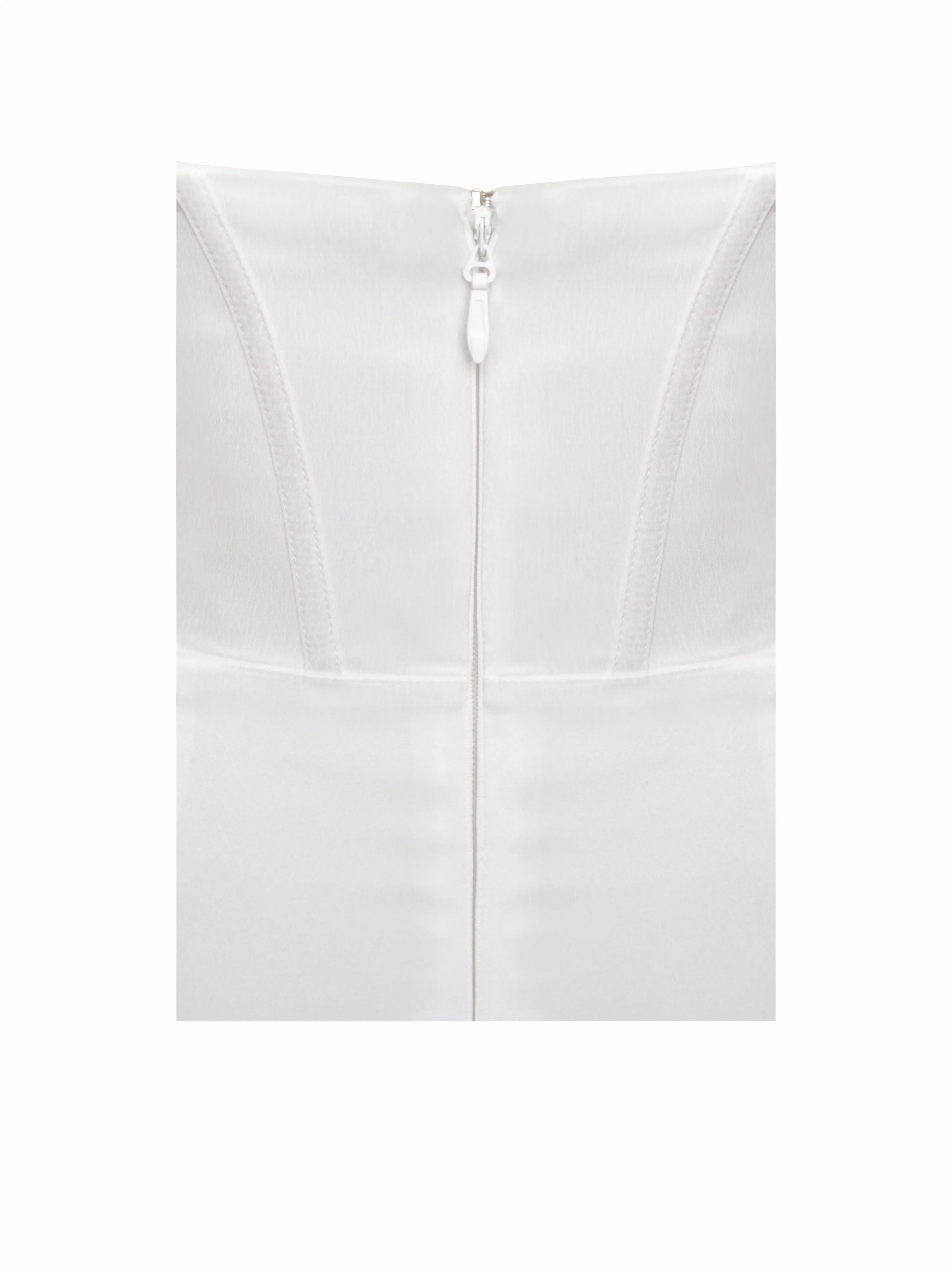 Lora White Crystal Embellished Mesh Satin Corset Gown