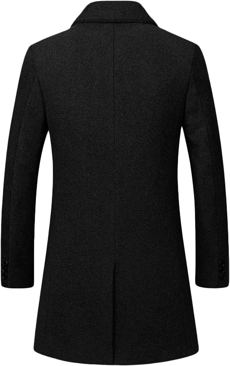 Maiyifu-GJ Men's Mid-Length Single Breasted Coat Notch Lapel Slim Top Pea Coats Winter Windproof Business Trench Overcoat