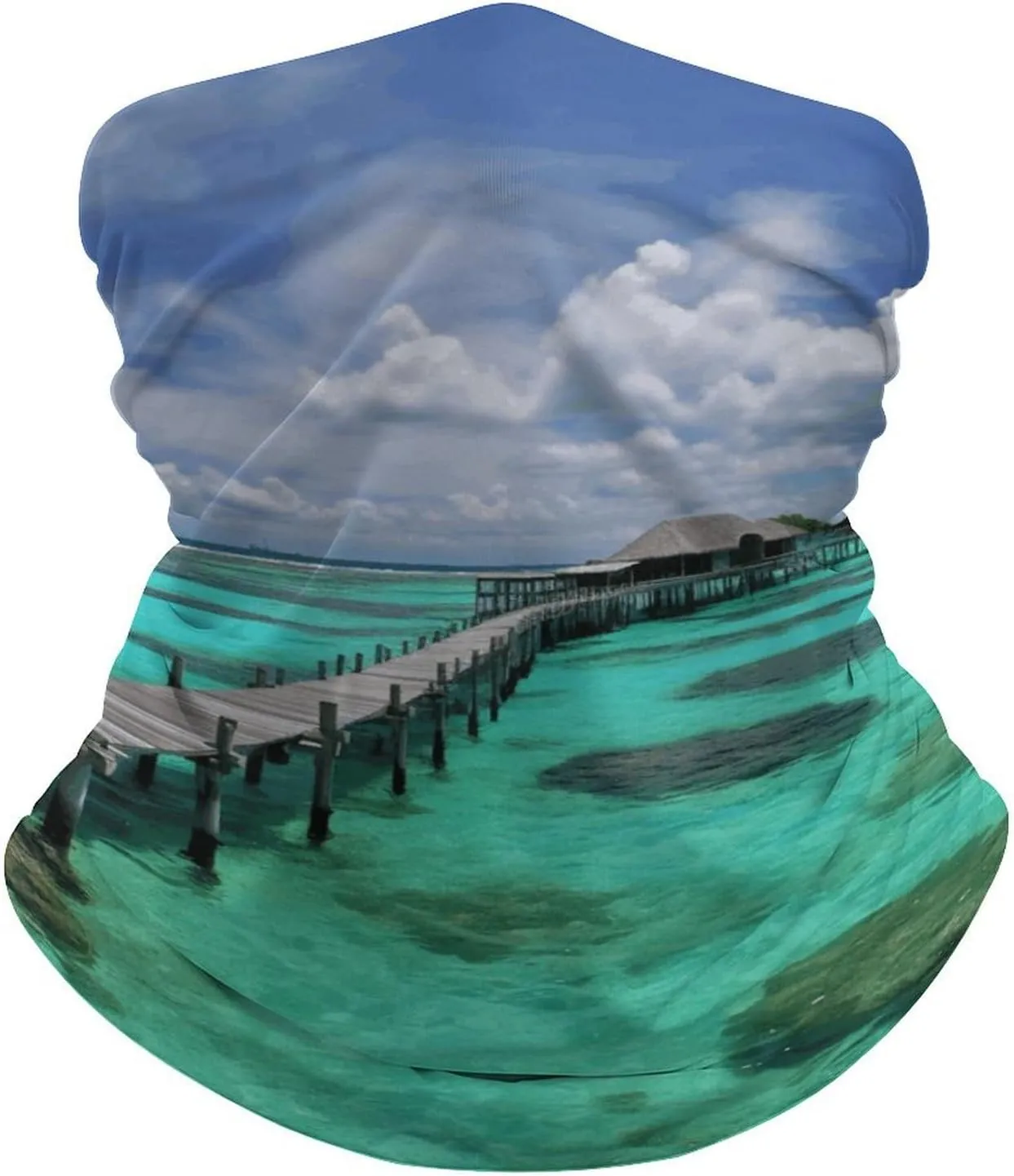Maldives Scenery Balaclava UV Protection Face Mask Breathable Neck Gaiter Ski Mask for Men Women Headwear Bandana Elastic Face Scarf
