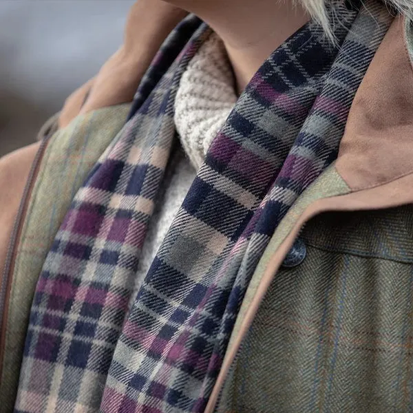 Maroon Broken Check Extra Fine Merino Scarf