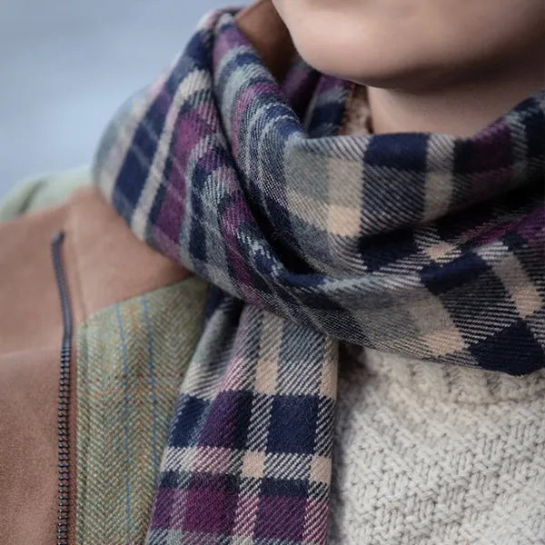 Maroon Broken Check Extra Fine Merino Scarf