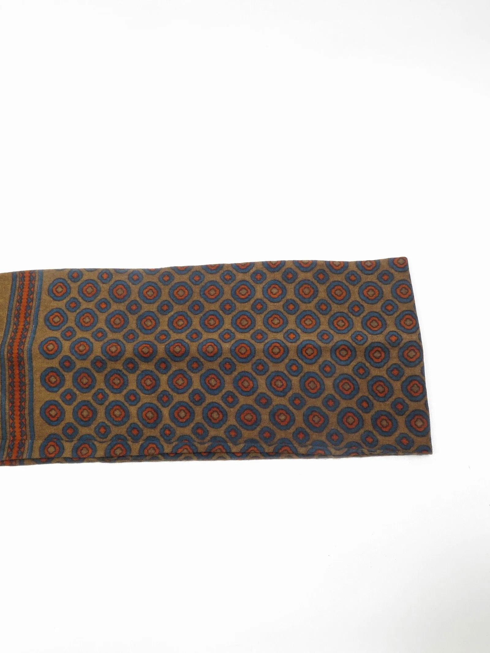 Mens Classic Vintage Green Printed Cravat Style Scarf
