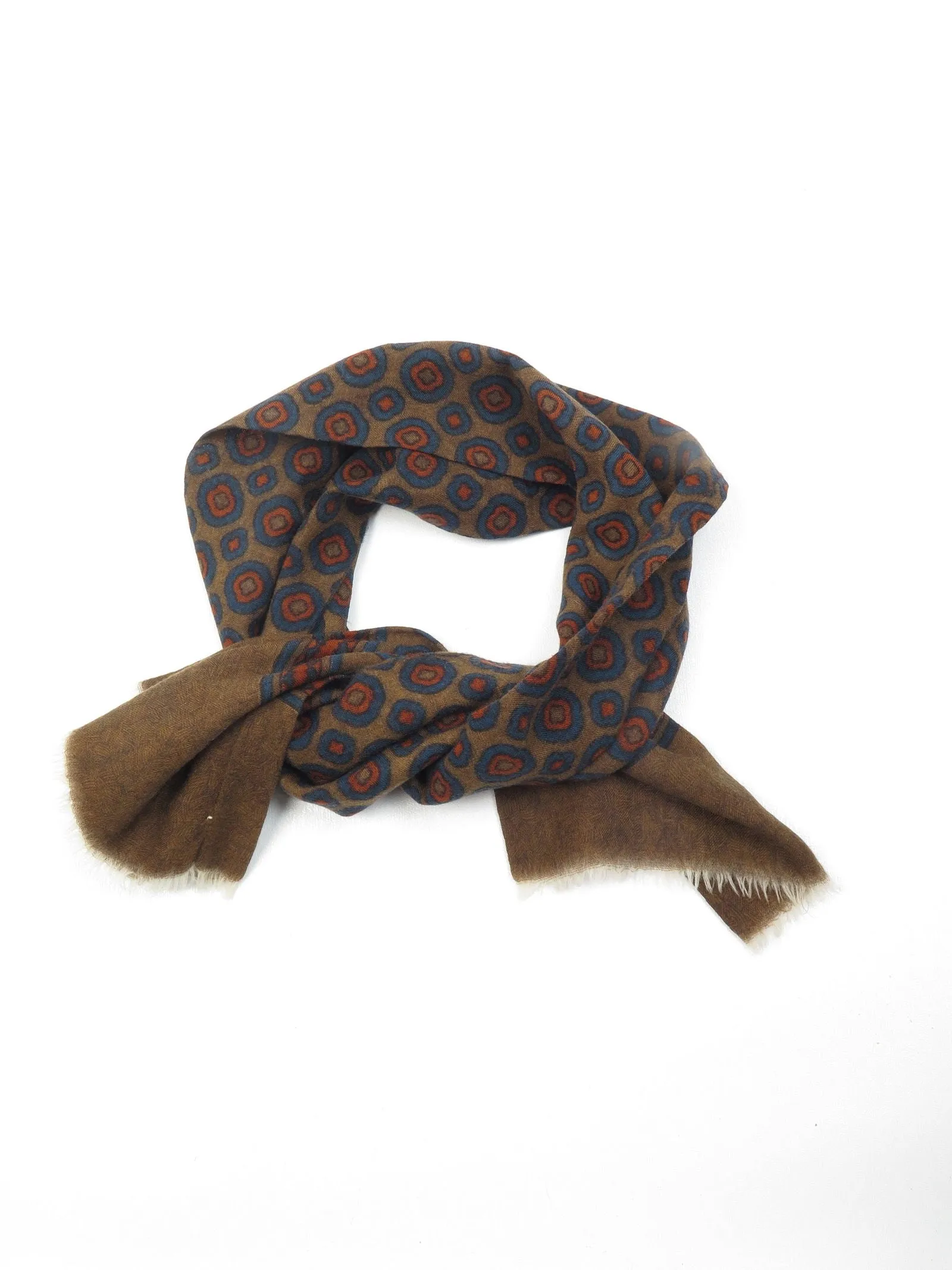 Mens Classic Vintage Green Printed Cravat Style Scarf