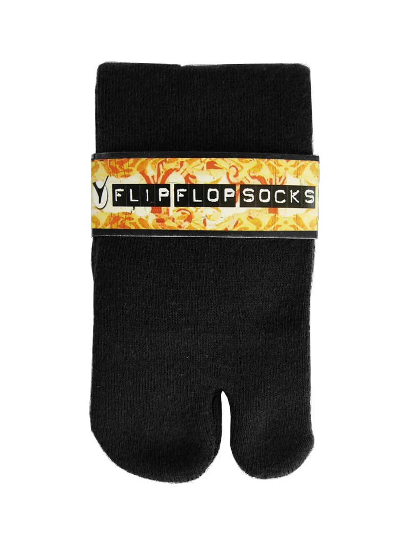 Mini-Crew - V-Toe Thicker Flip-Flop Tabi Socks Athletic or Casual Black Cotton Blend Comfortable Stylish