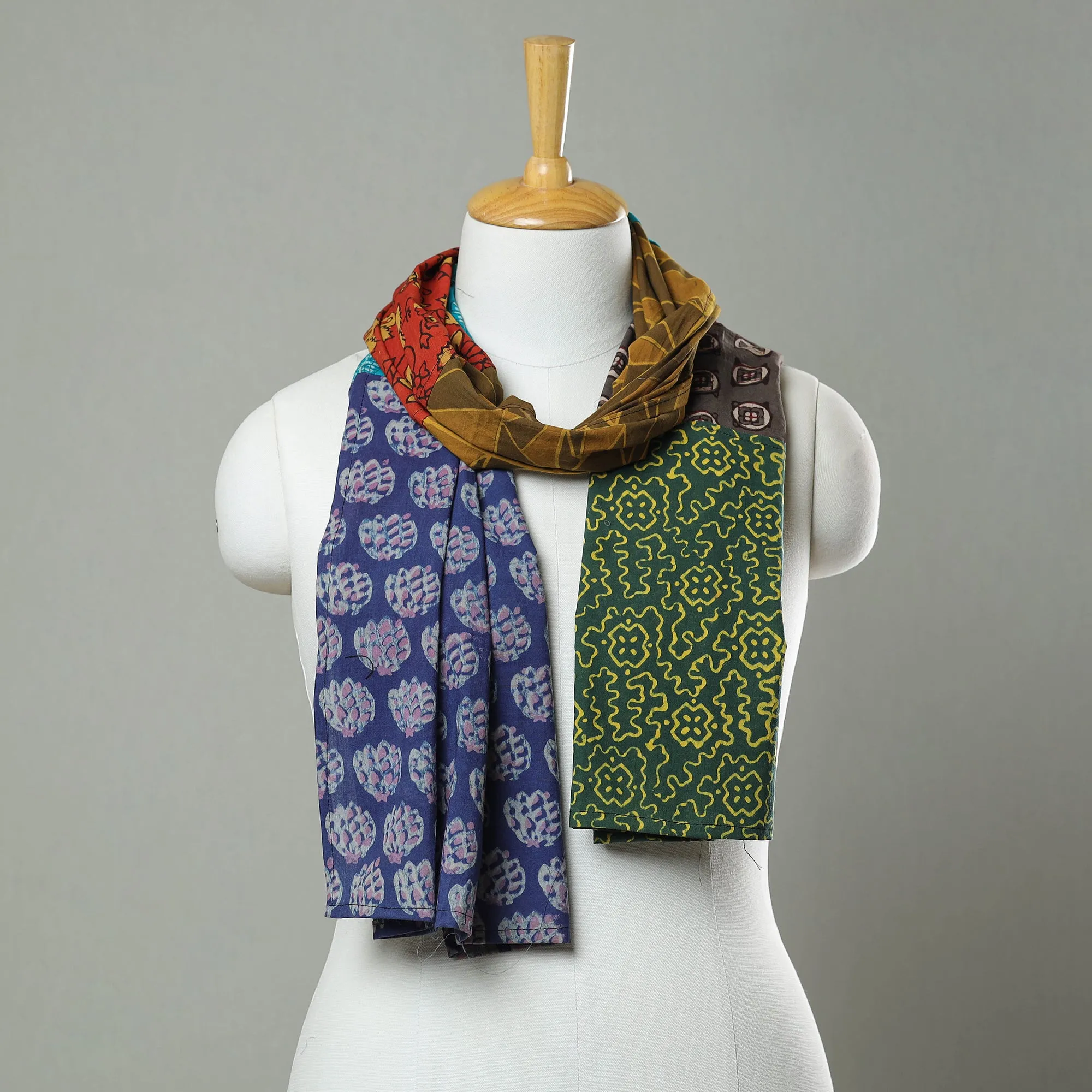 Multicolor - Patchwork Block Printed Cotton Stole 62