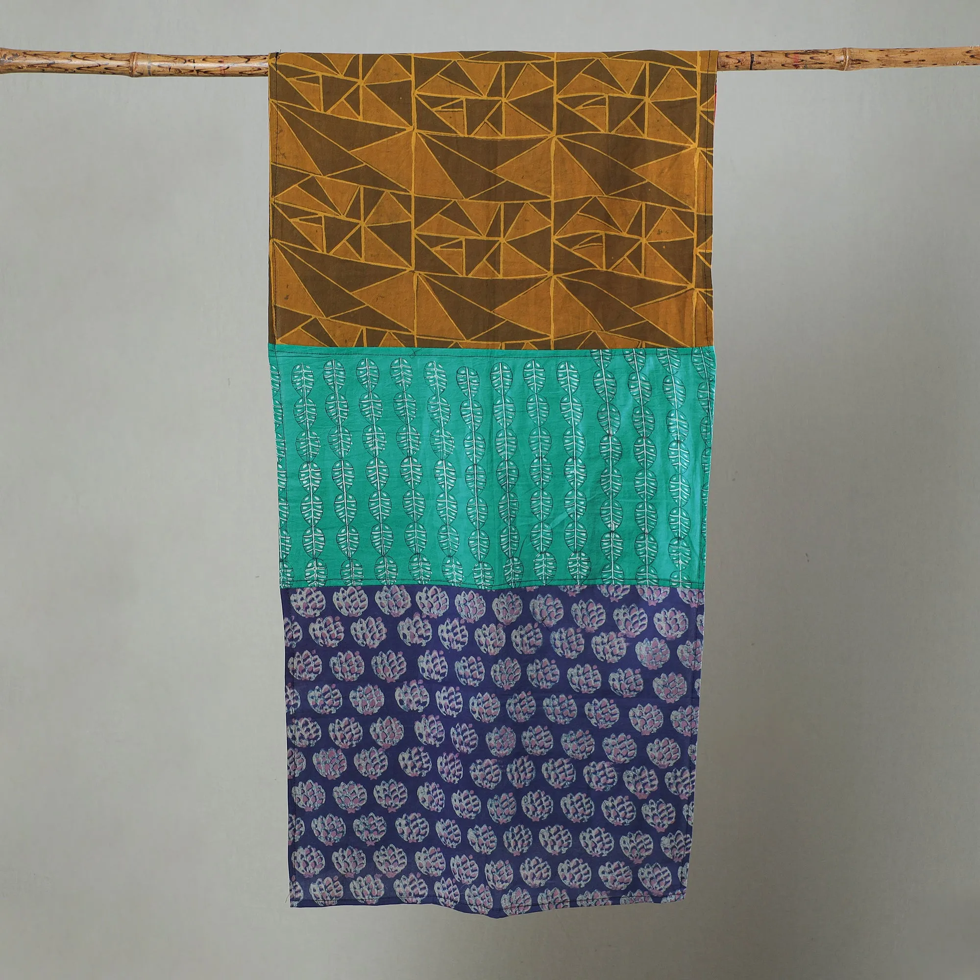 Multicolor - Patchwork Block Printed Cotton Stole 62