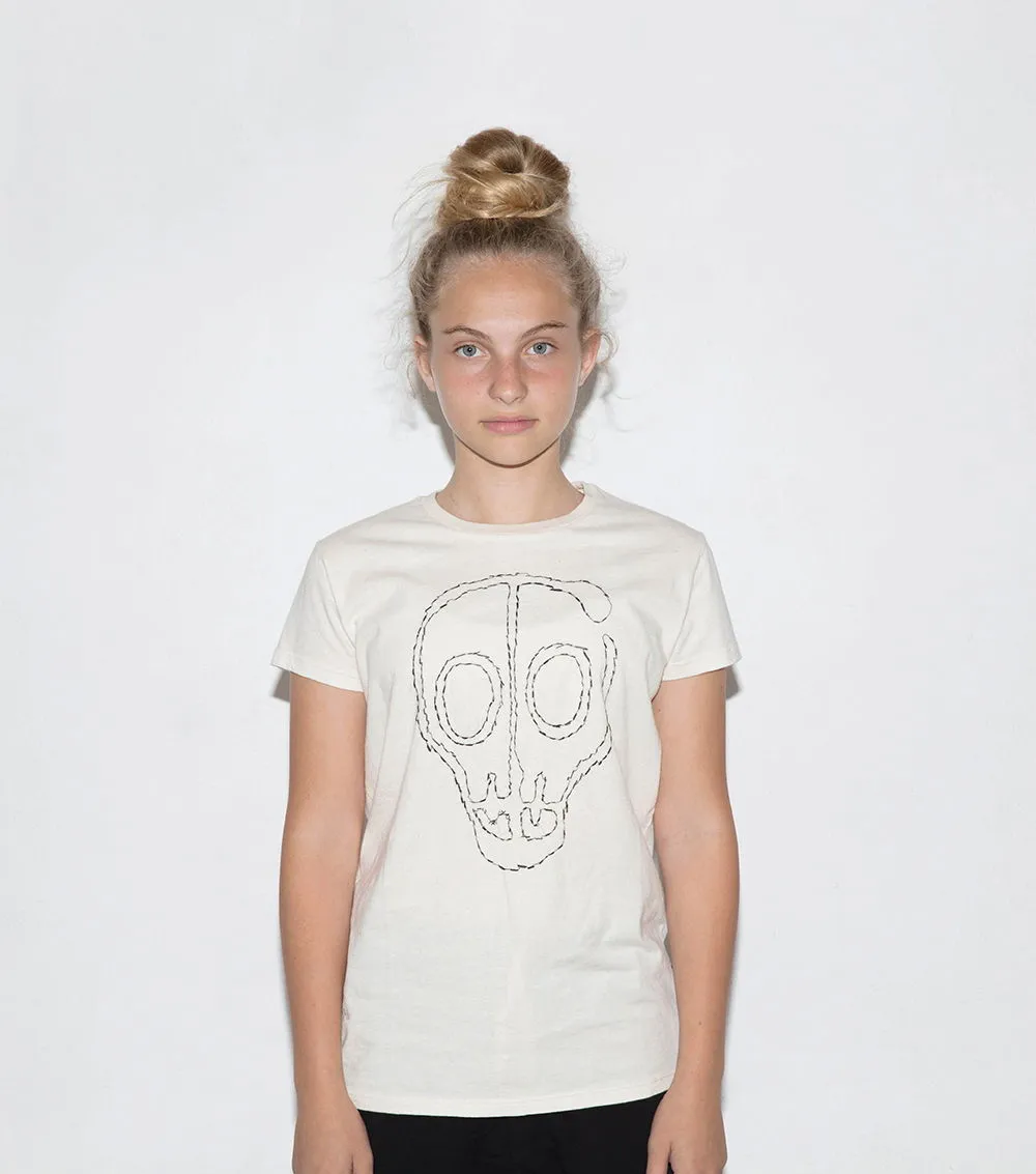 Nununu Kids EMBROIDERED SKULL MASK T-shirt in White