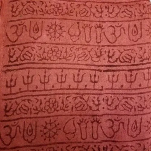 OM Hand Block Bhakti Yoga Prayer Sanskrit Hindu Mantra Shawl