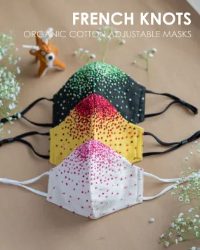 Organic Cotton French Knots Adjustable Face Masks