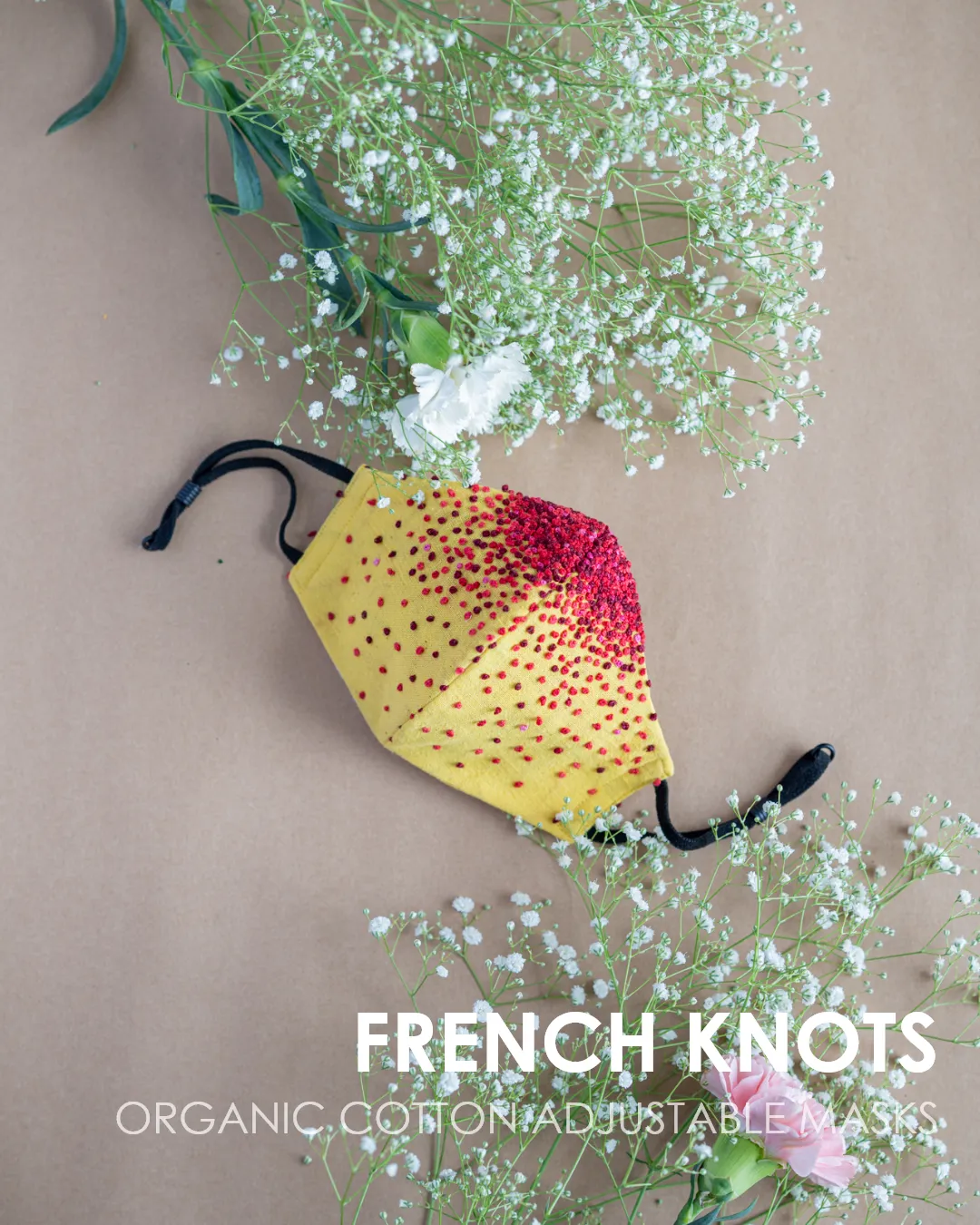 Organic Cotton French Knots Adjustable Face Masks