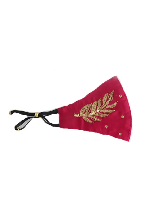 Pink Festive Hand-embroidered Mask