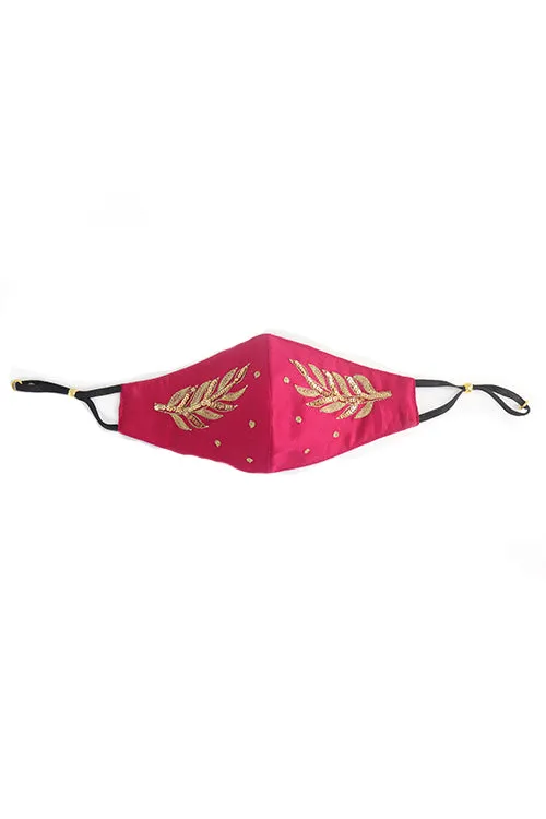Pink Festive Hand-embroidered Mask