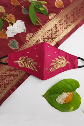 Pink Festive Hand-embroidered Mask