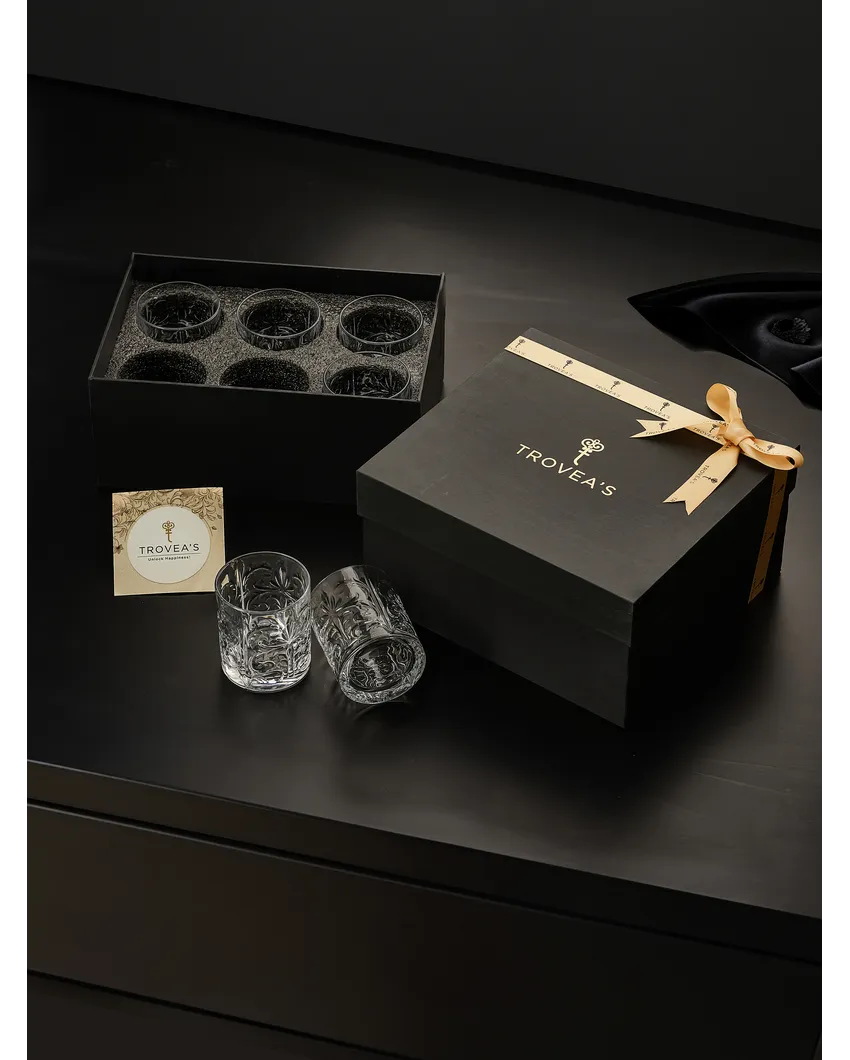 Premium Italian Crystal Whiskey Glasses with Gift Box | Set Of 6