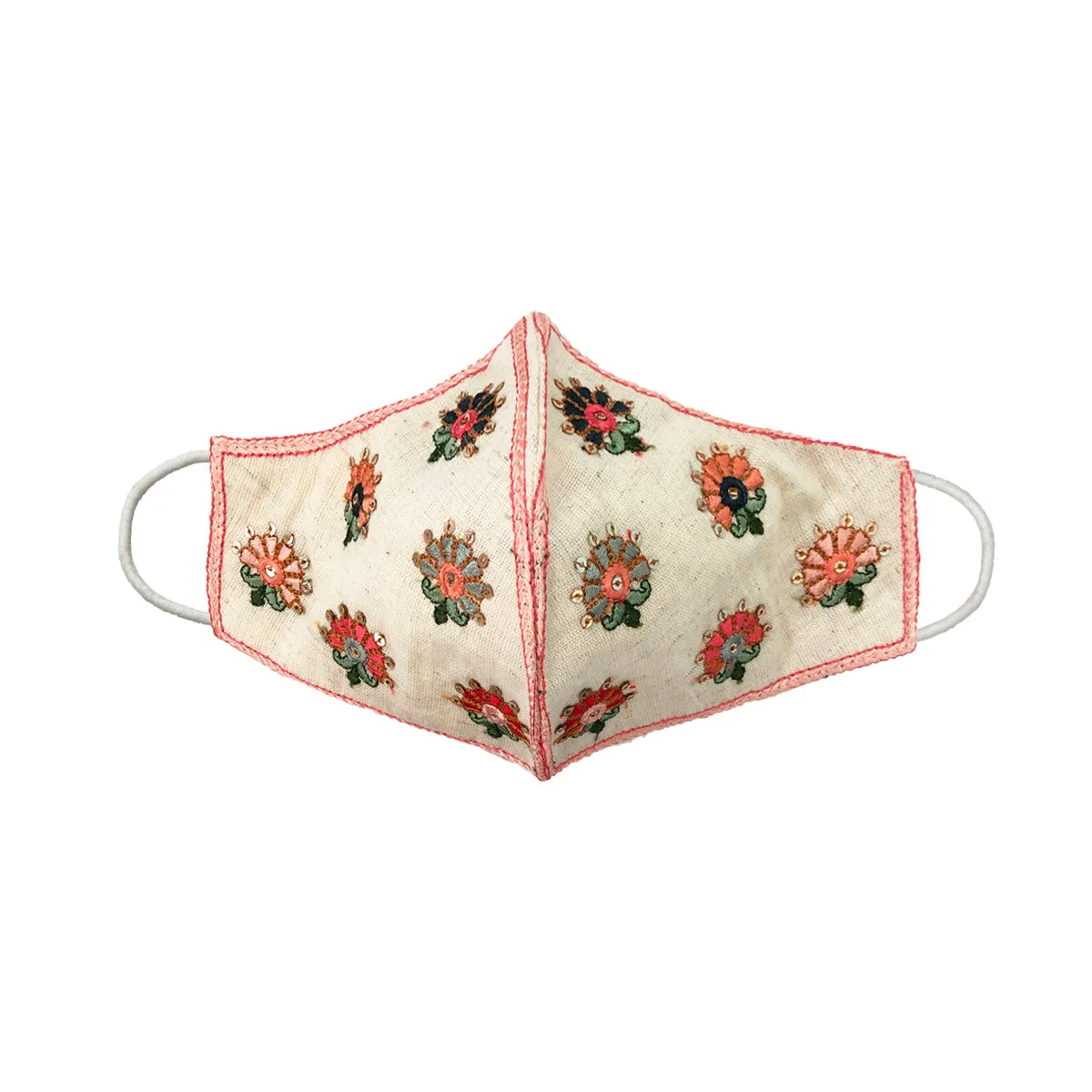 PRIYA Embroidered Flowers Embellished Face Mask
