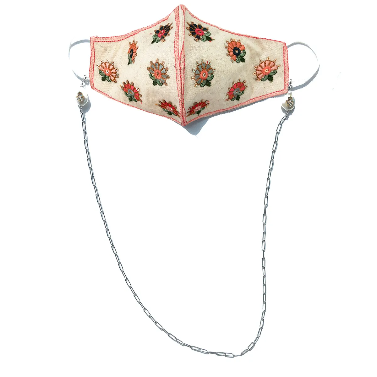 PRIYA Embroidered Flowers Embellished Face Mask